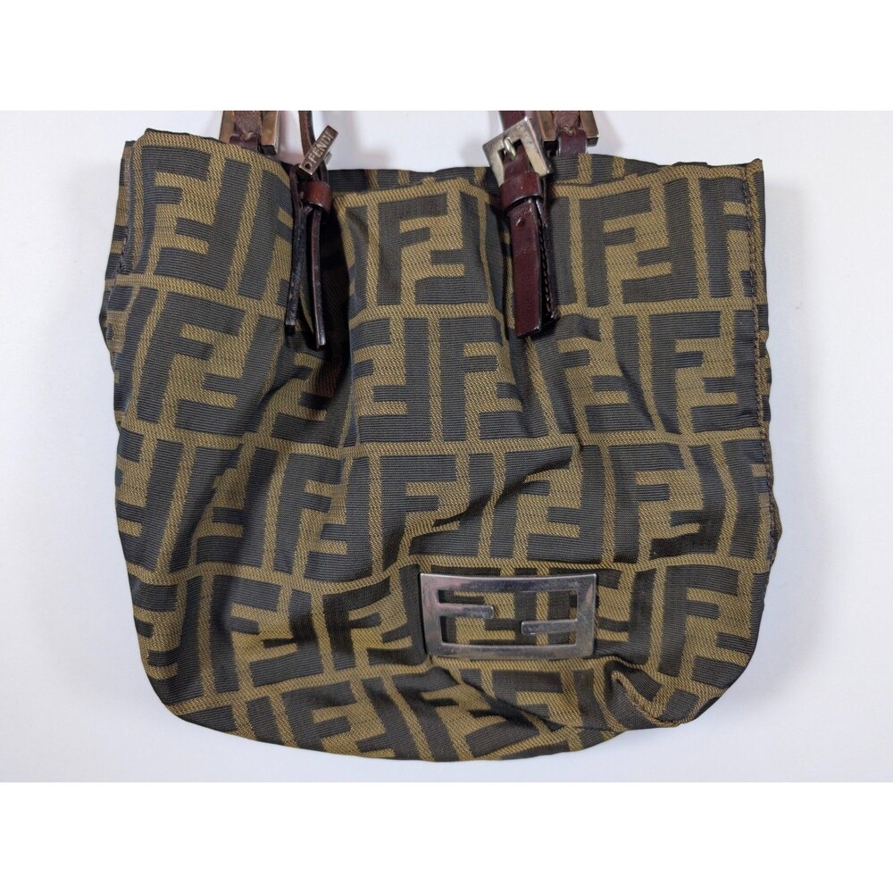 Fendi Zucca FF Shoulder Bag Brown Canvas Leather Trim Silver Hardware 2000s Vtg - Picture 2 of 7